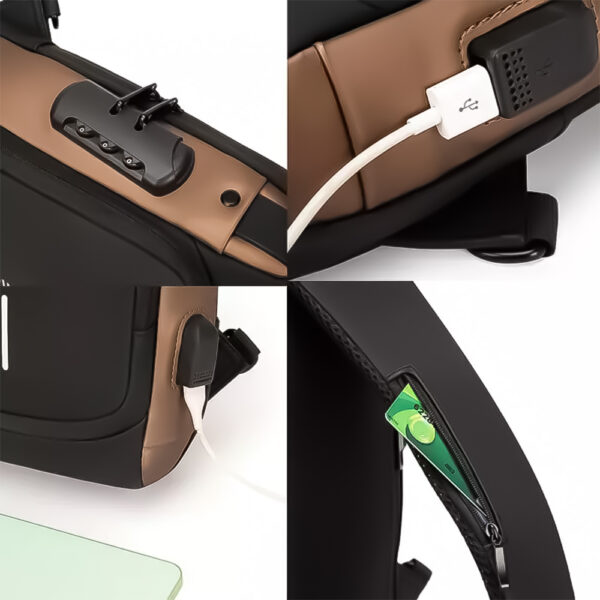 ⁦Portable Waterproof USB Bag شنطة ظهر كروس بودي  مضادة للماء⁩ - الصورة ⁦6⁩